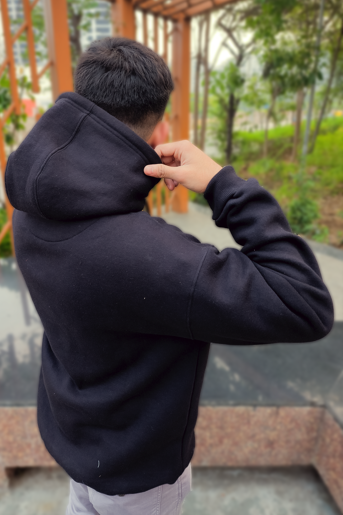 Drop Shoulder Oversized Fit Black Hoodie (Unisex)