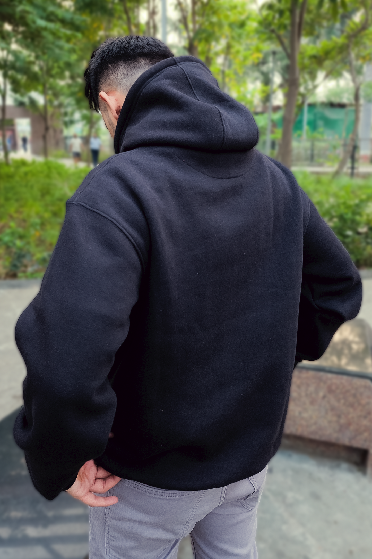 Drop Shoulder Oversized Fit Black Hoodie (Unisex)