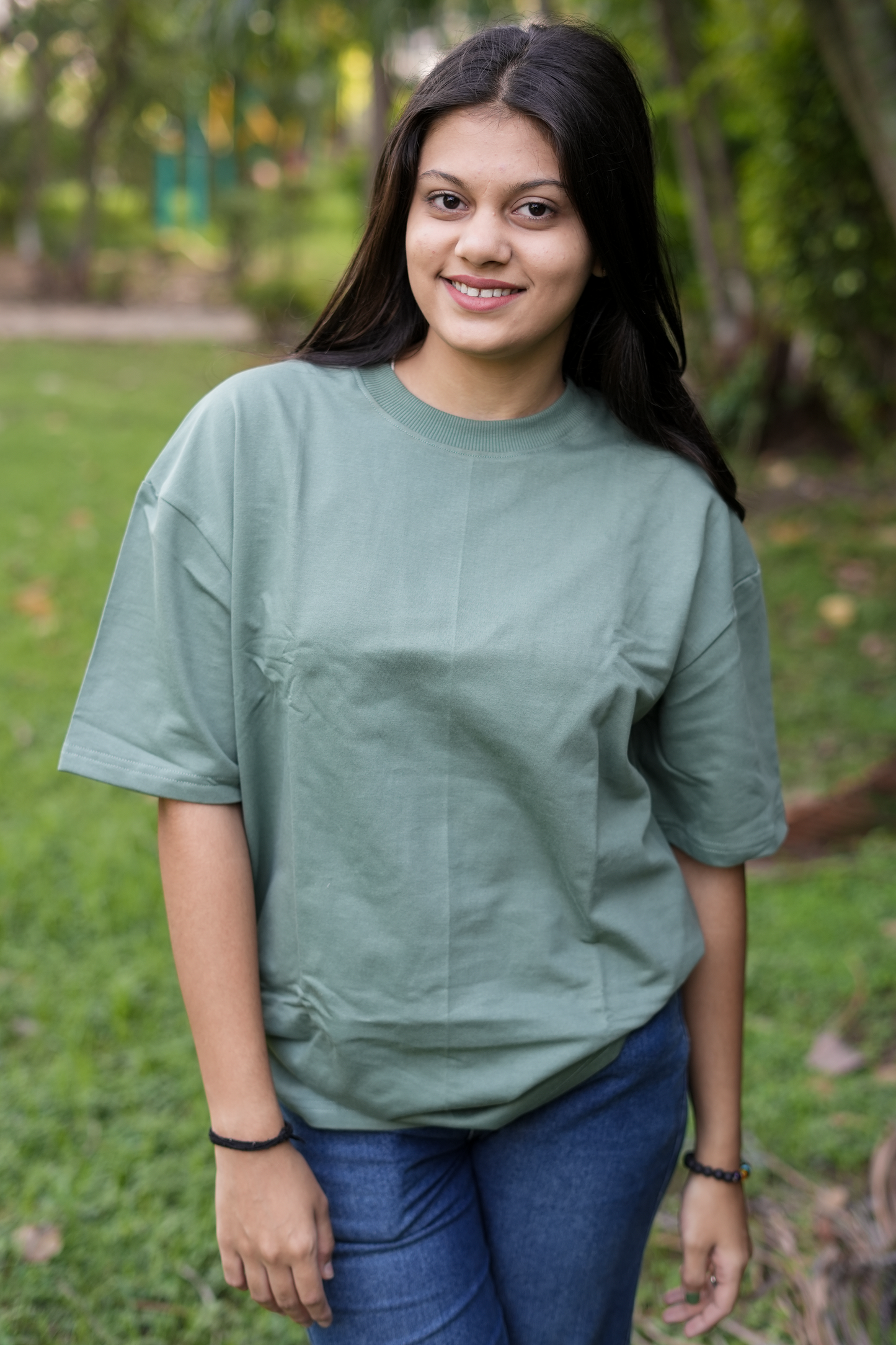 Plain Sage Green Ultra Soft Oversized Plain Sage Green THICK T-shirt (Unisex))