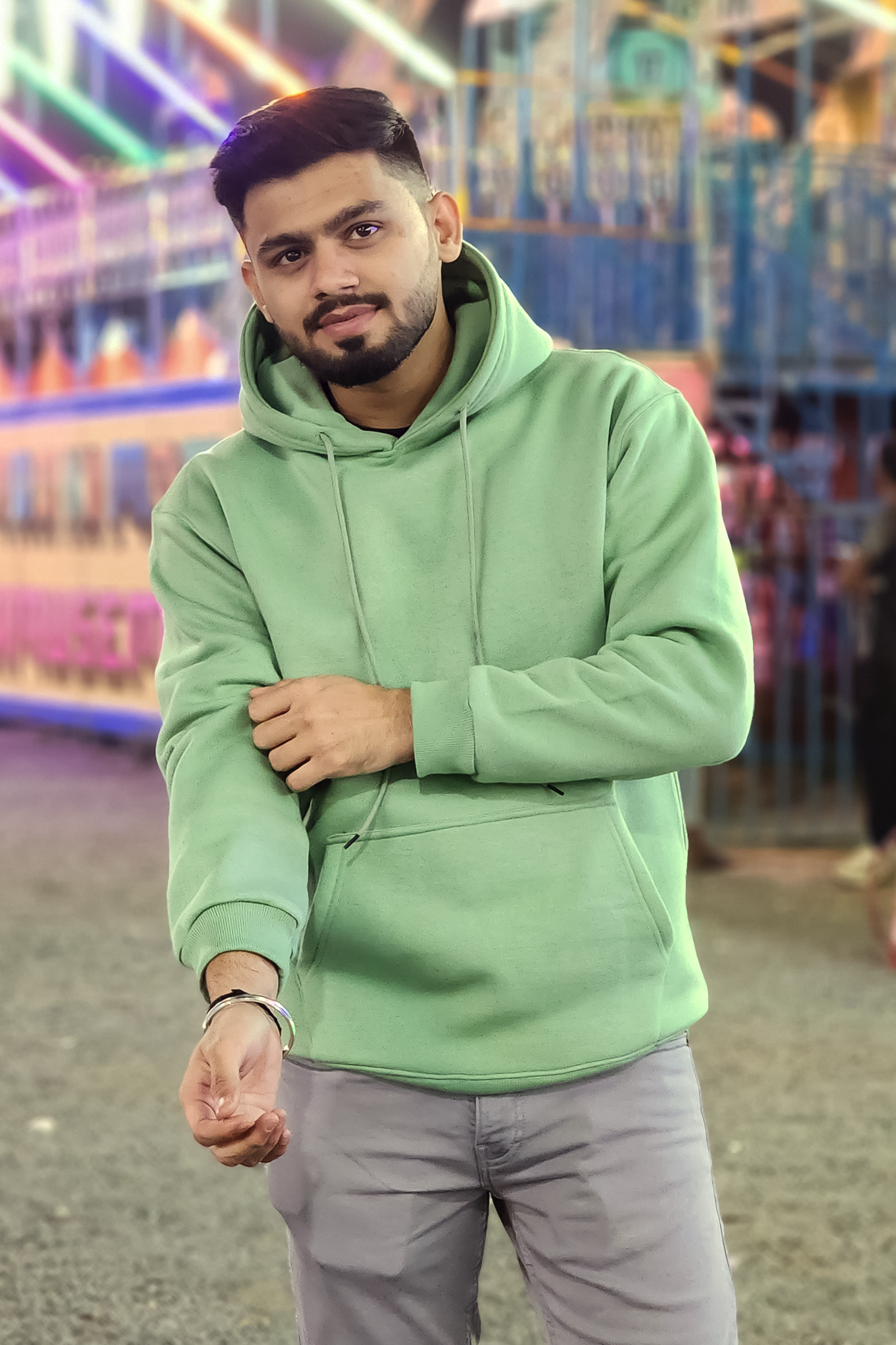 Drop Shoulder Oversized Fit Sage Green Hoodie (Unisex)